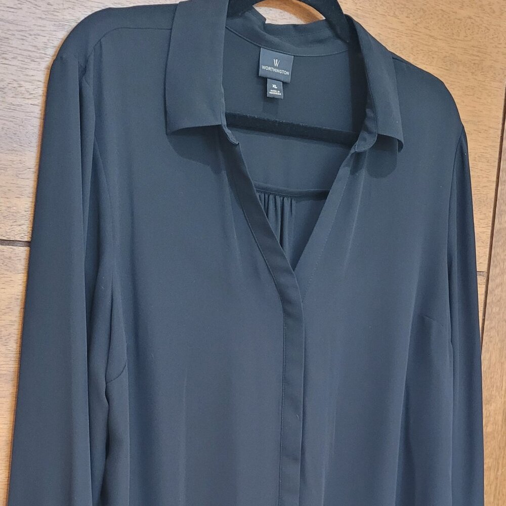 Worthington Women's Long Sleeve Button-Down Shirt - Picture 2 of 7